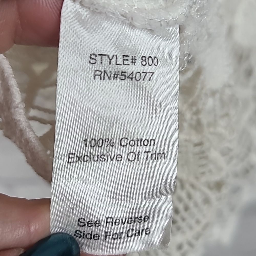 CAbi Needle Lace Shell Ivory Floral Crochet Peplum Blouse Romantic Top M Medium - Picture 14 of 14